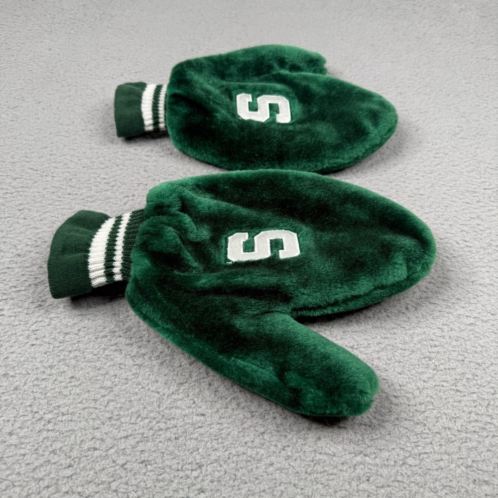Michigan State Spartans Mittens Green Fuzzy Plush Fleece Lined NCAA Fan Gear - Picture 11 of 11